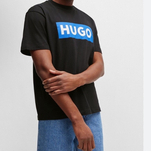 Hugo Boss COTTON JERSEY T-SHIRT WITH MIXED-PRINT LOGO Men's Size M - Picture 2 of 6